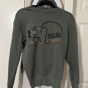 Disney Mickey Mouse Olive Crewneck Sweater